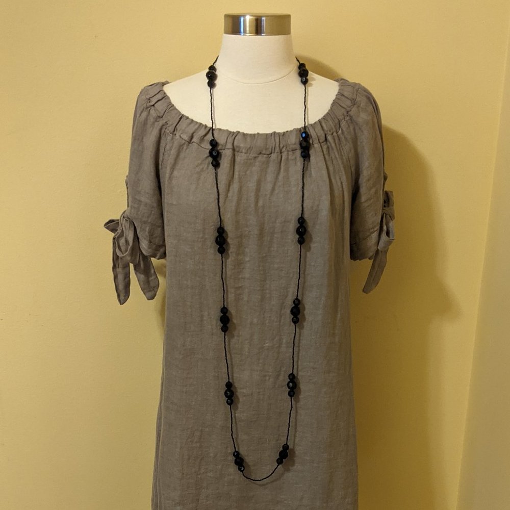 Rope Necklace with Extra Large Onyx Beads